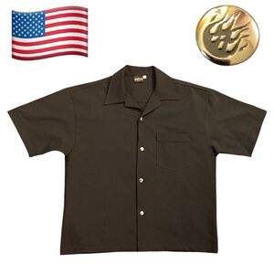 PimpIt Empire Short Sleeve Shirt Gold Button Vintage USA Made Black Men’s L